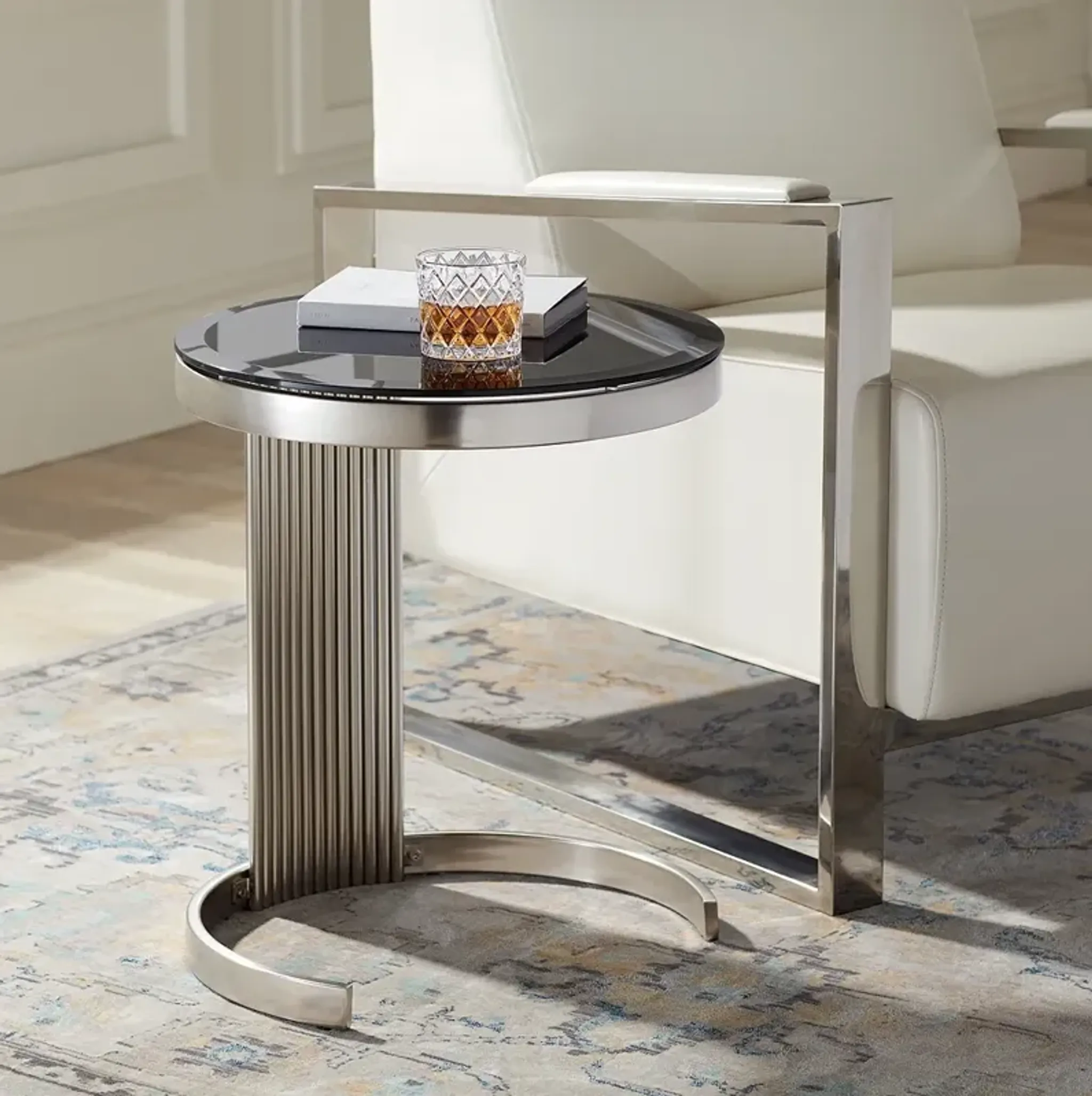 Georgina Satin Pleated End Table Lamps Plus | Furniture.com
