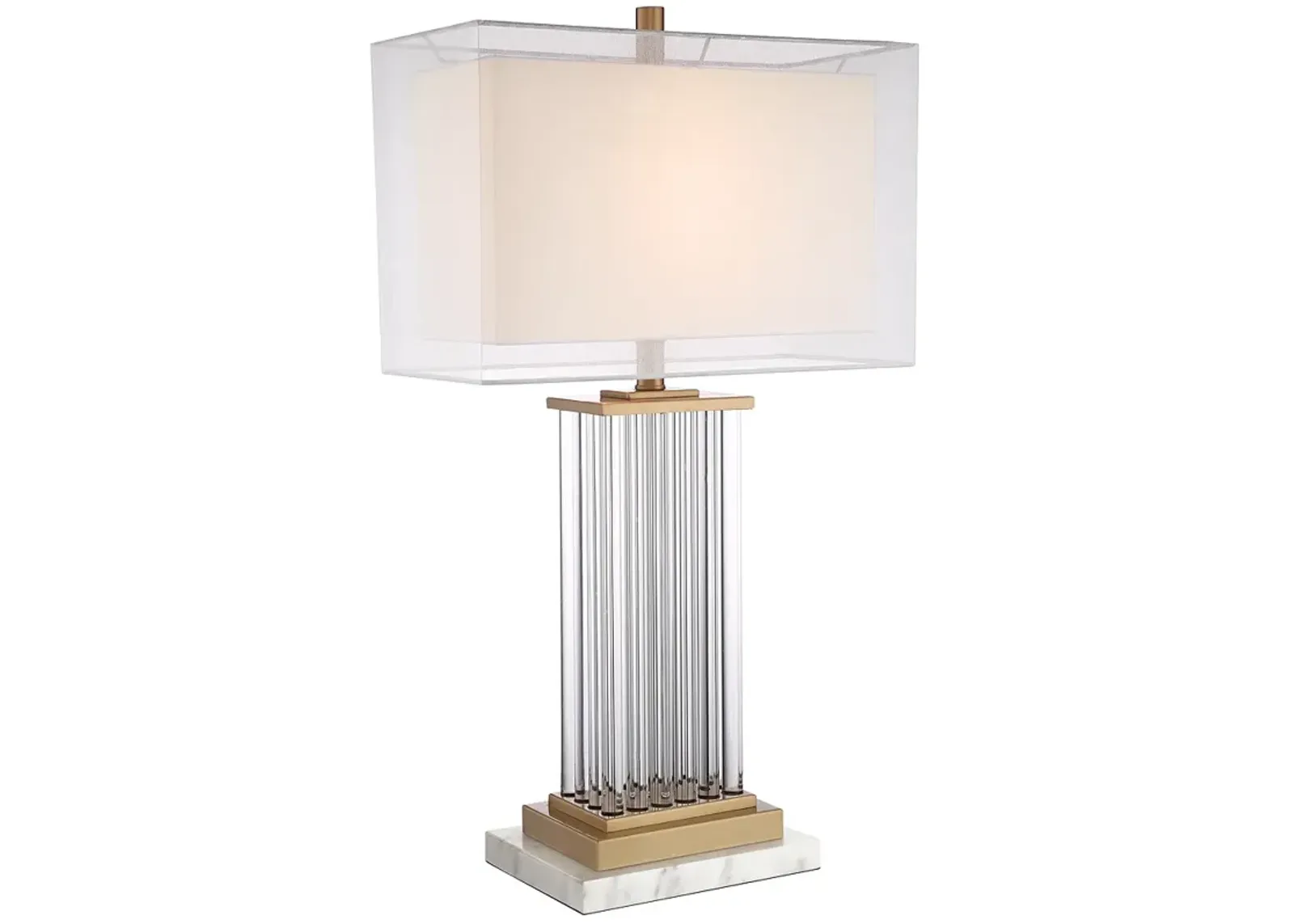 Darcia Double Shade Glass Table Lamp with White Marble Riser