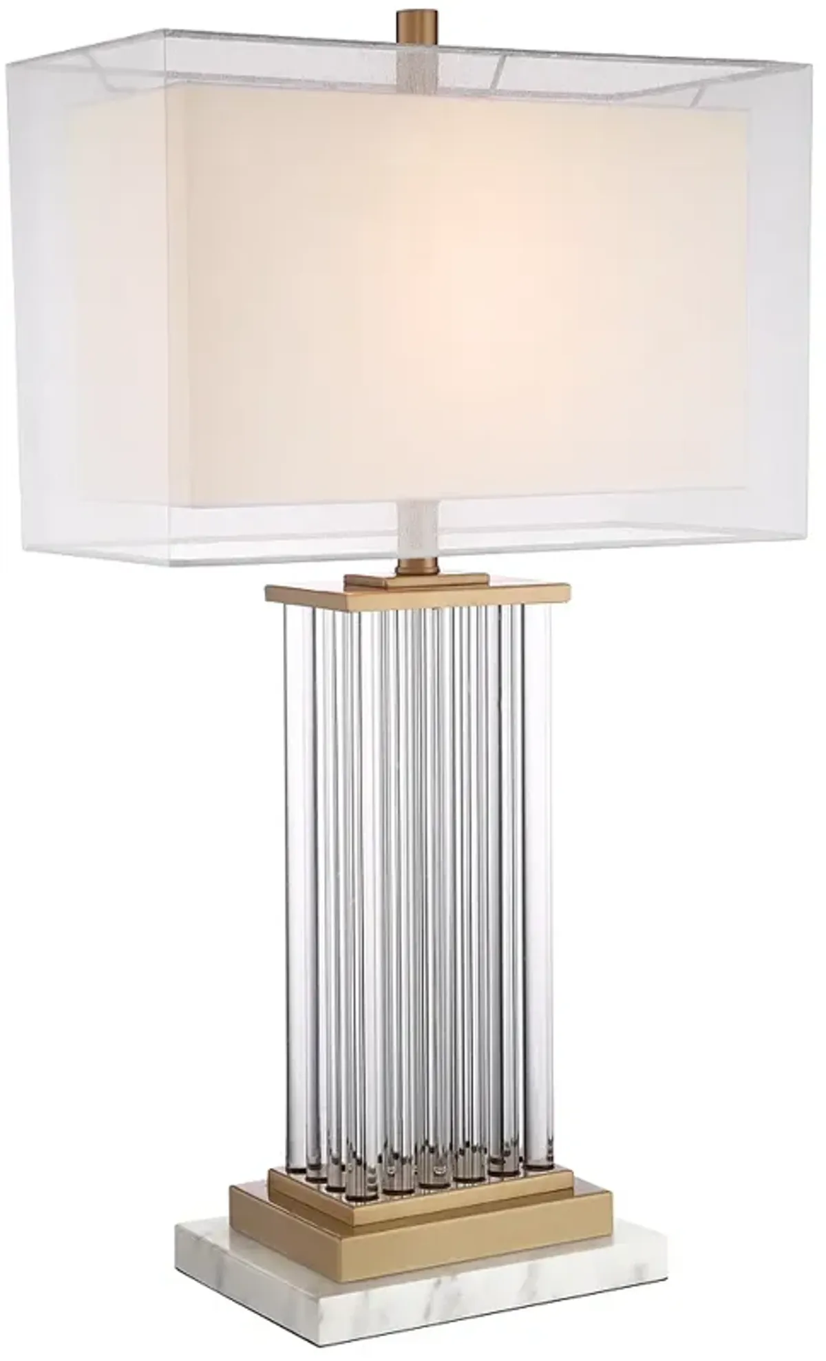 Darcia Double Shade Glass Table Lamp with White Marble Riser