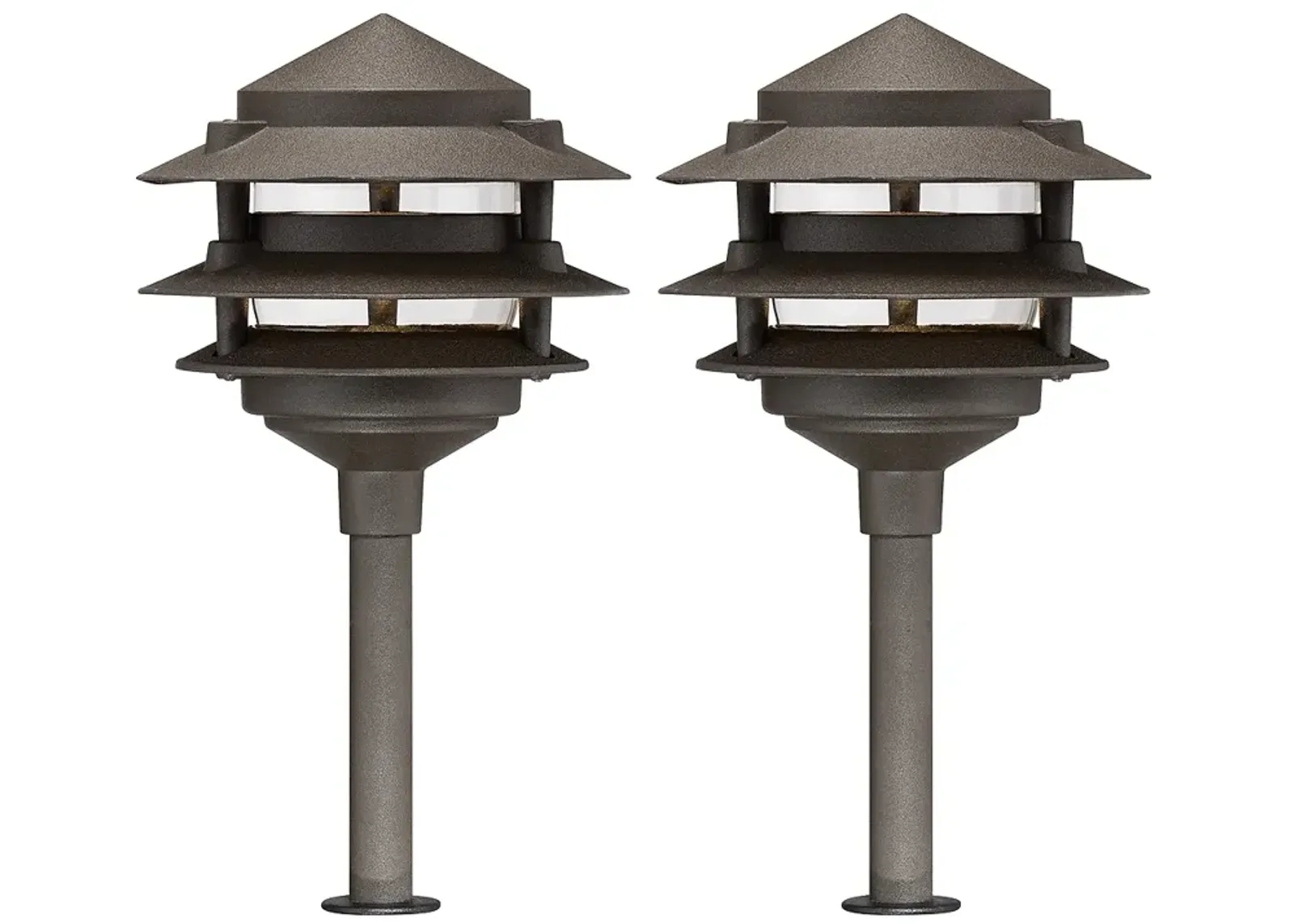 Three-Tier Pagoda 11" High Bronze LED Path Lights Set of 2