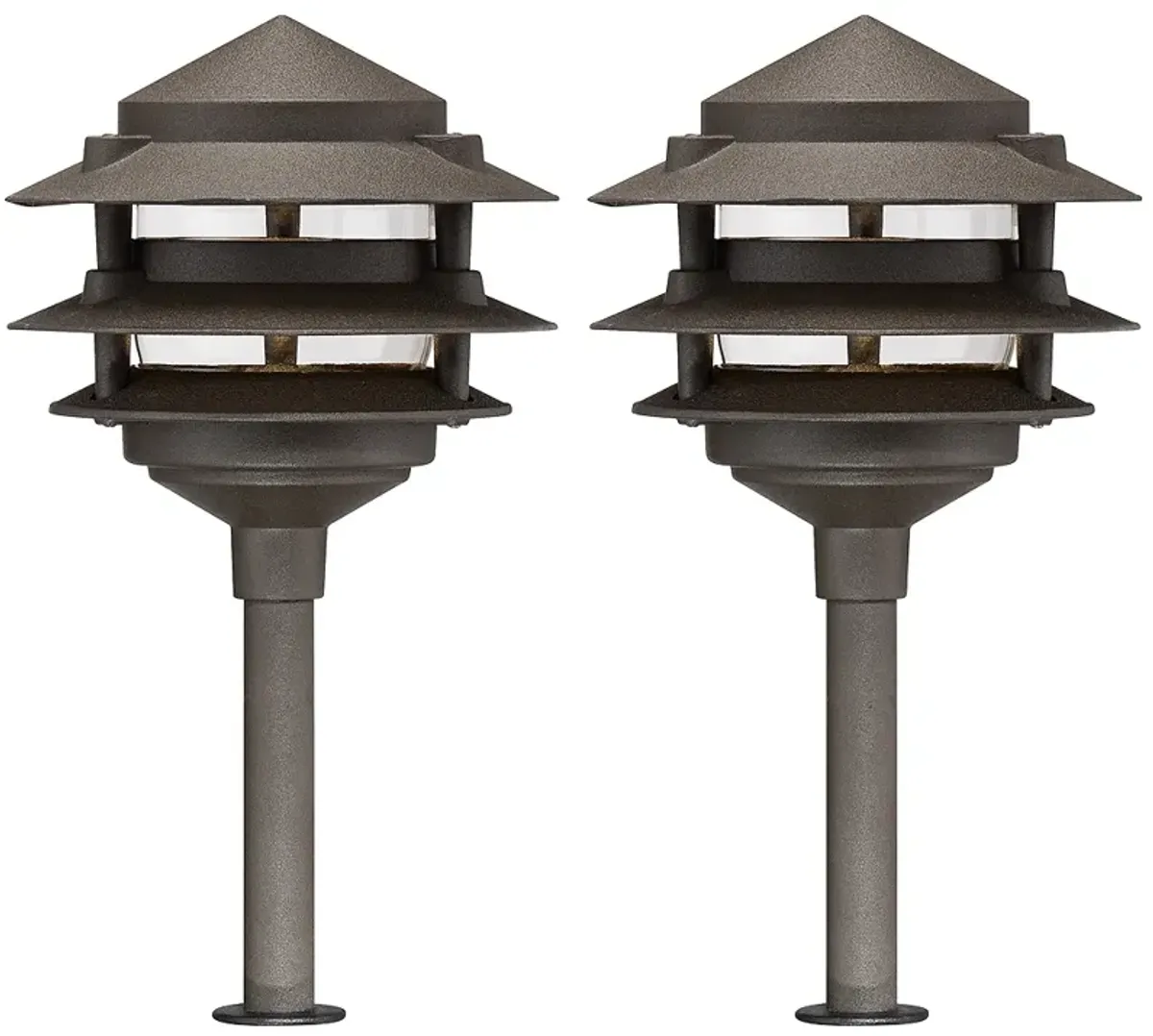 Three-Tier Pagoda 11" High Bronze LED Path Lights Set of 2