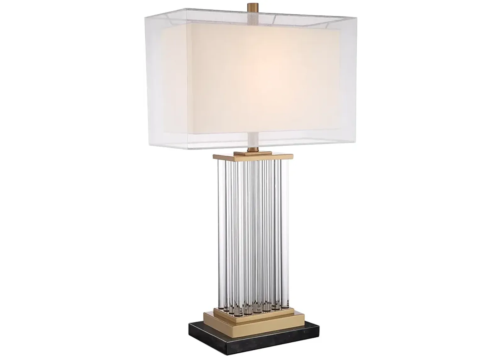 Darcia Double Shade Glass Table Lamp with Black Marble Riser