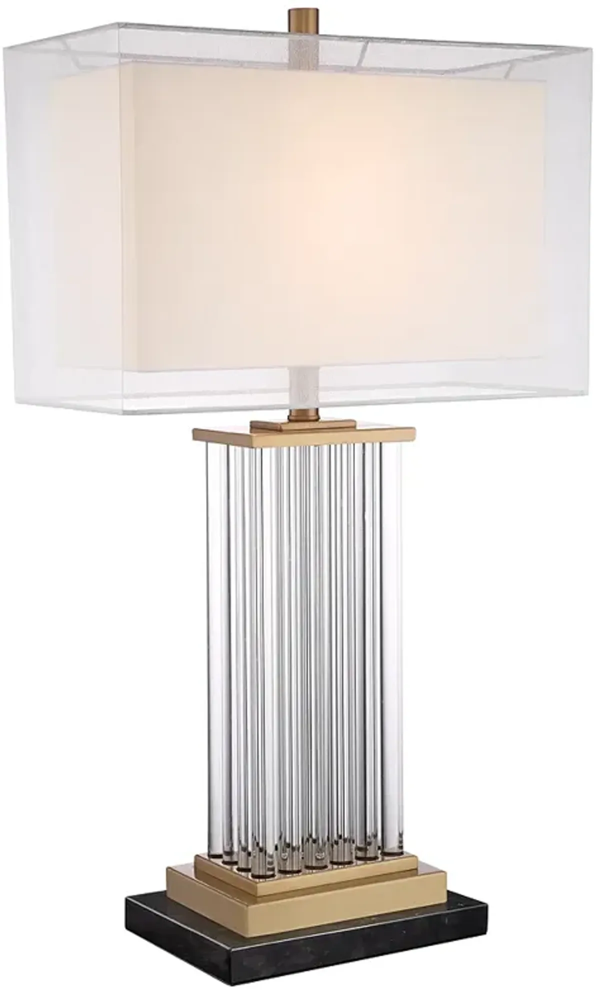 Darcia Double Shade Glass Table Lamp with Black Marble Riser