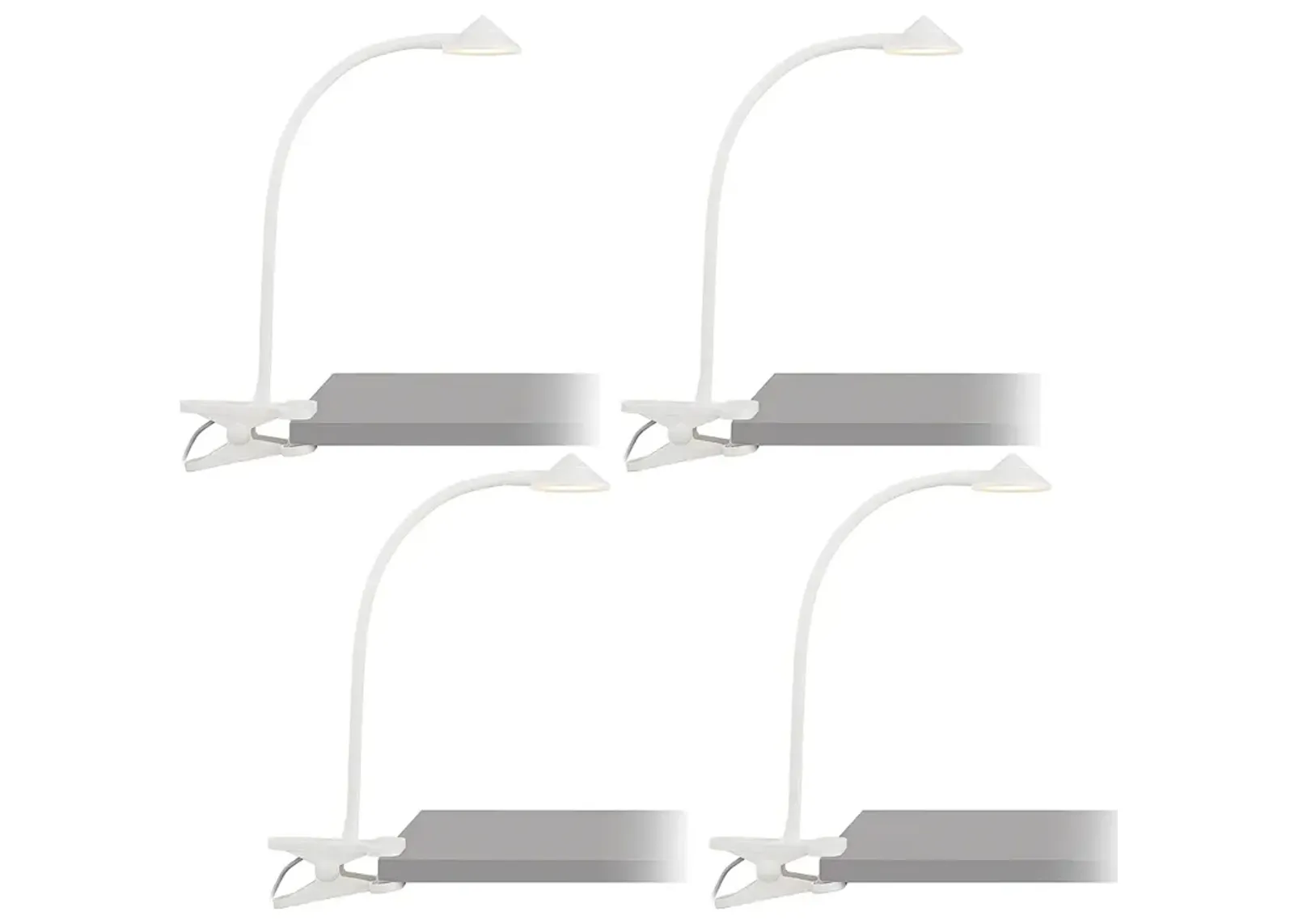 Swerve White LED AC or USB Powered Clip Book Lights Set of 4