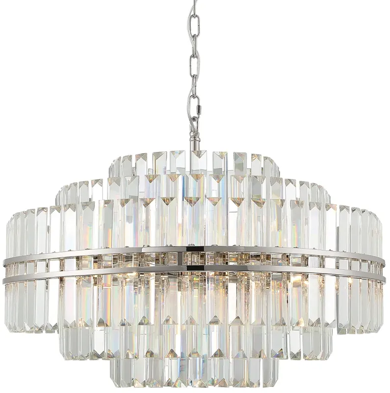 Hayes 28" Wide Polished Nickel Crystal 16-Light Chandelier