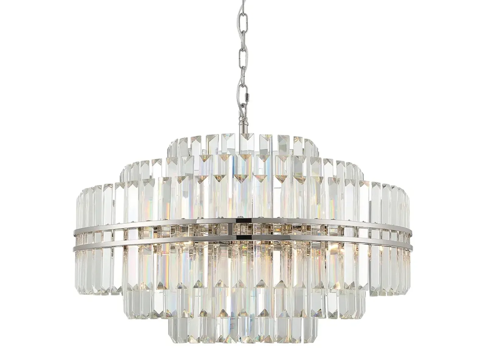 Hayes 28" Wide Polished Nickel Crystal 16-Light Chandelier