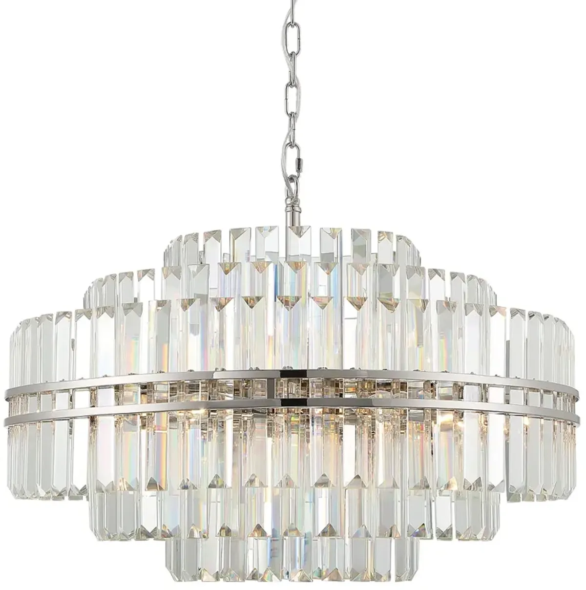 Hayes 28" Wide Polished Nickel Crystal 16-Light Chandelier