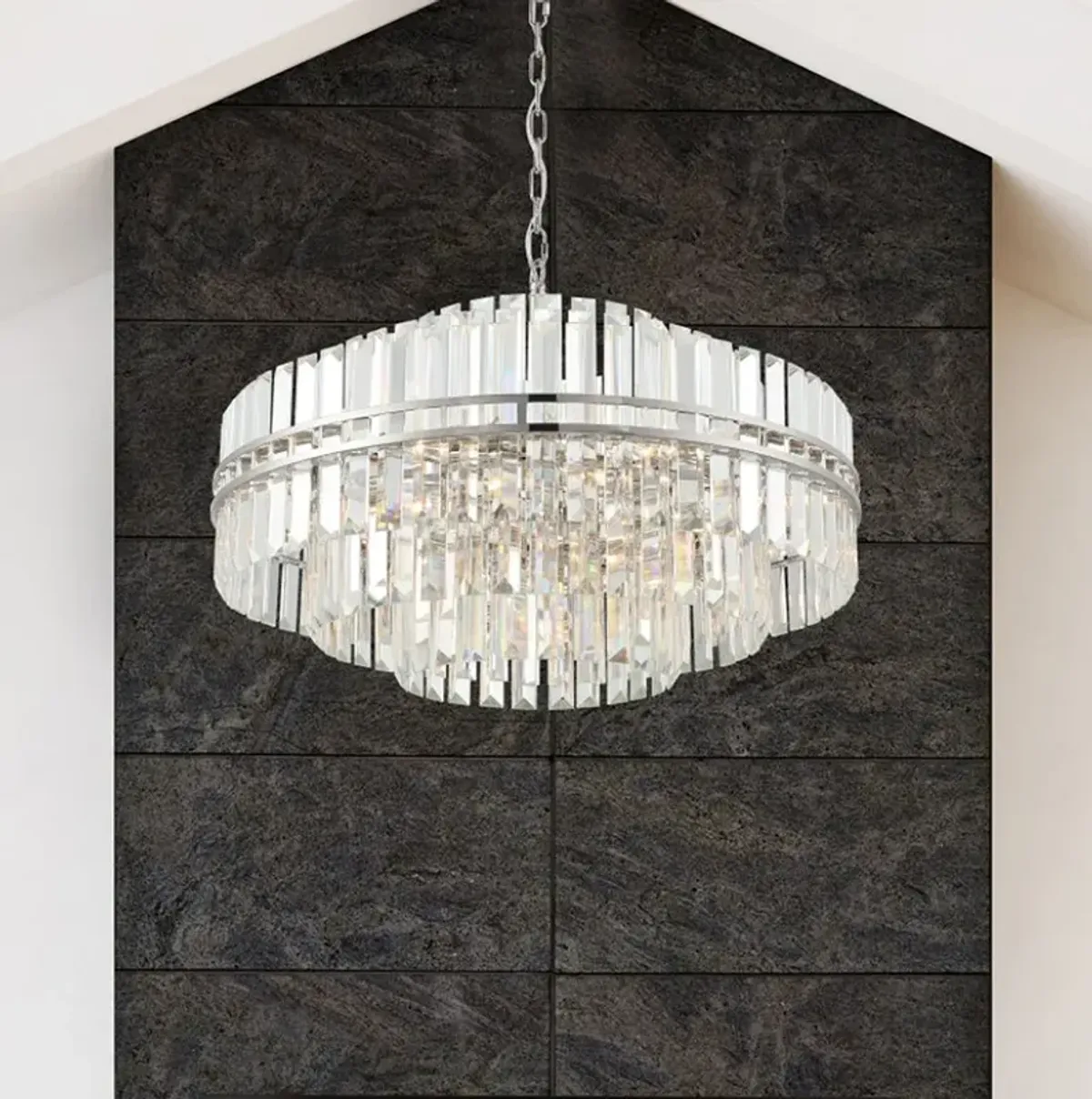 Crystorama Hayes 28" Wide Polished Nickel Crystal 16-Light Chandelier