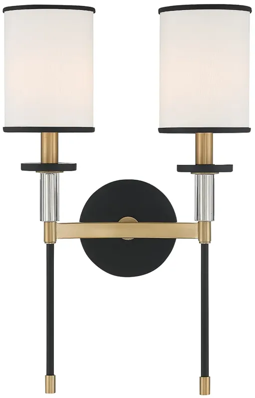 Crystorama Hatfield 18 1/2"H Black Gold 2-Light Wall Sconce