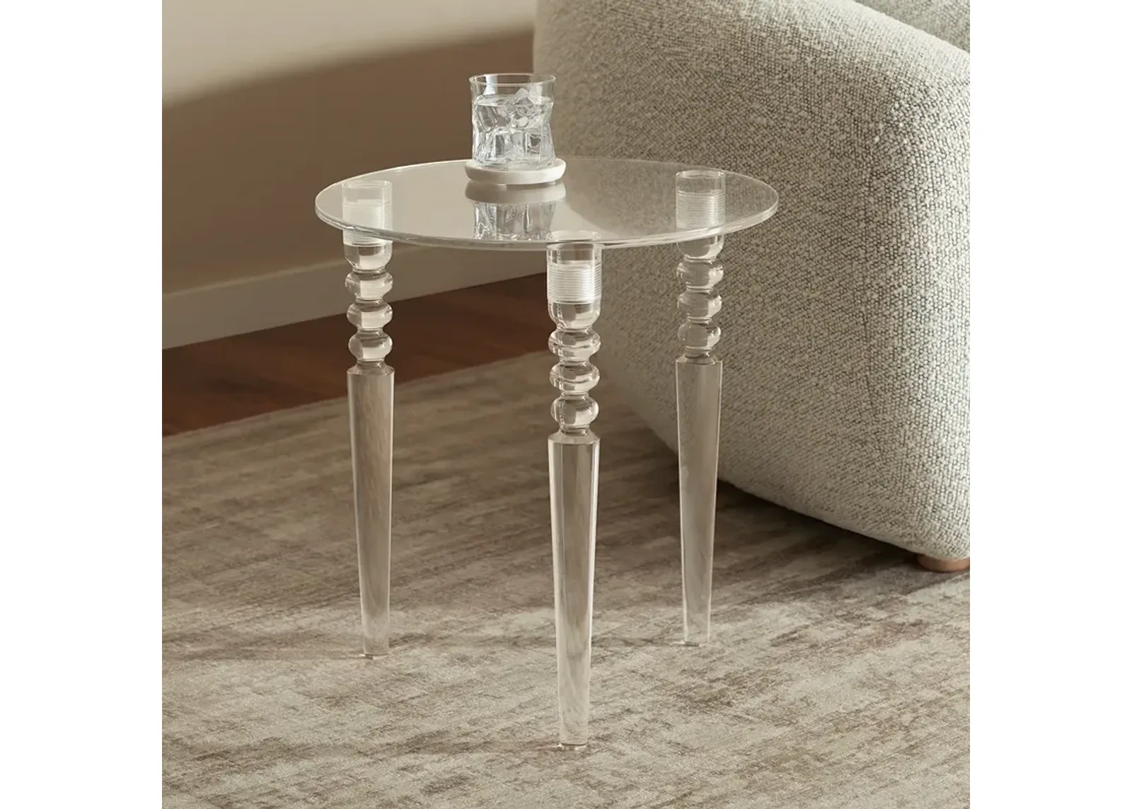 Emily 19 1/2" High Clear Acrylic Tripod Side Table