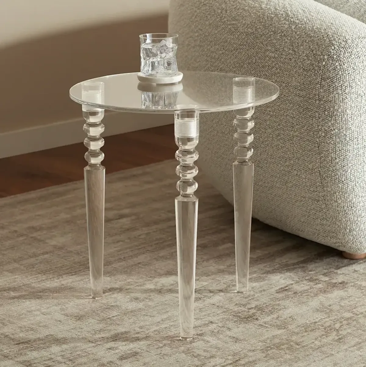 Emily 19 1/2" High Clear Acrylic Tripod Side Table