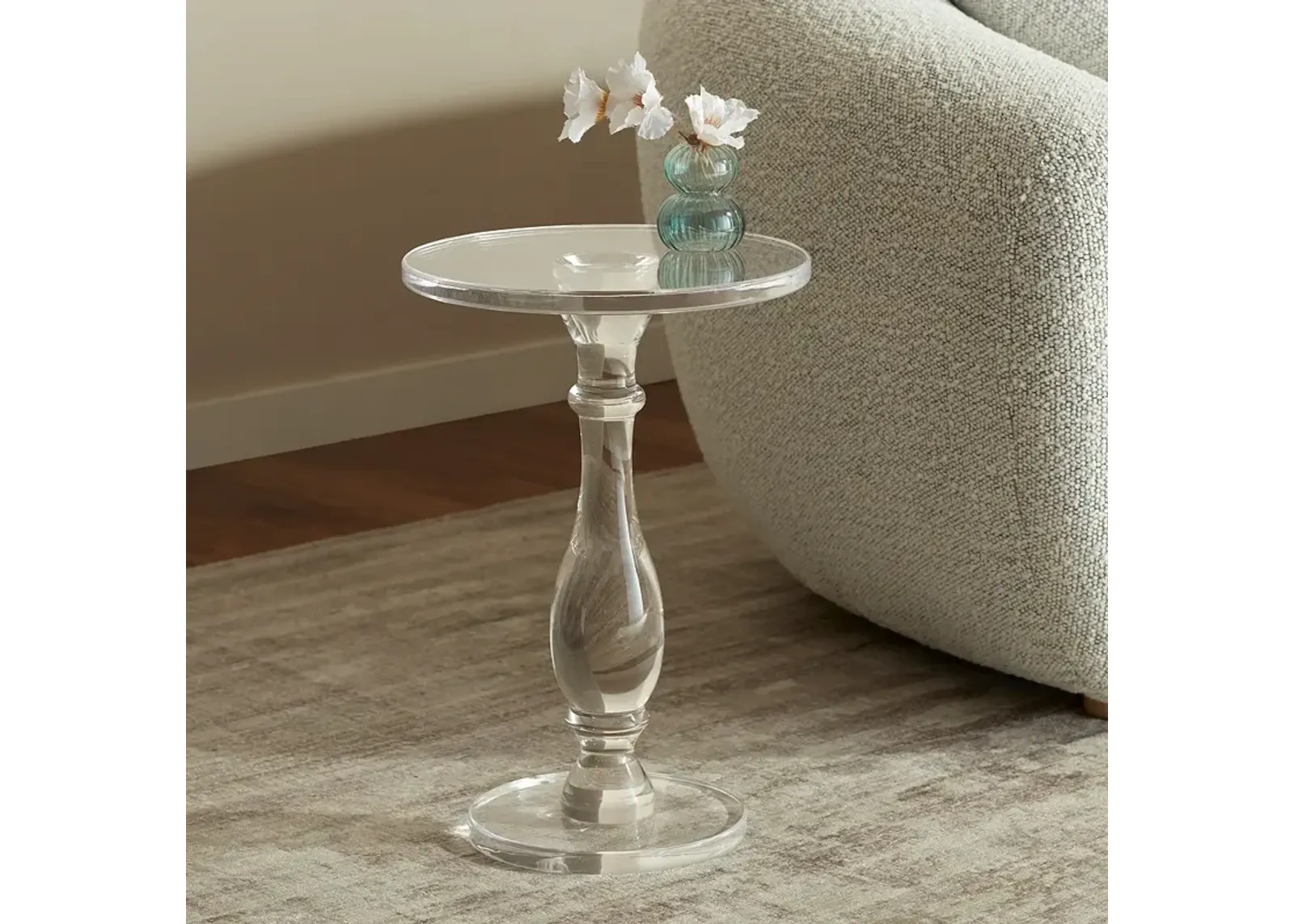 Rosaline 19 3/4" High Clear Acrylic Pedestal Side Table