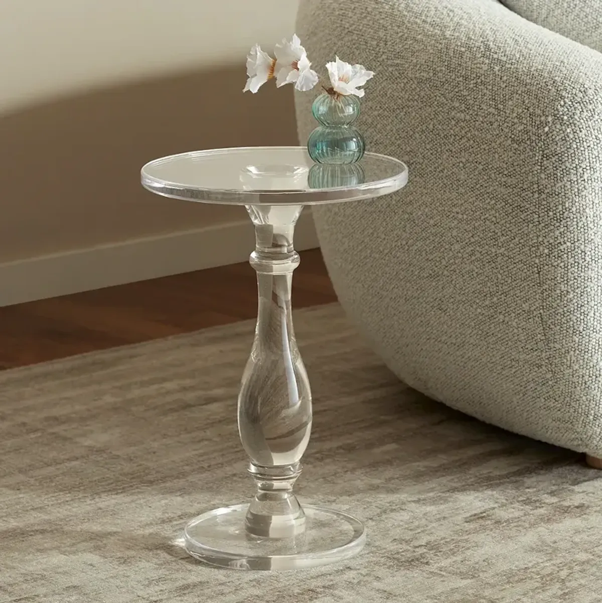 Rosaline 19 3/4" High Clear Acrylic Pedestal Side Table