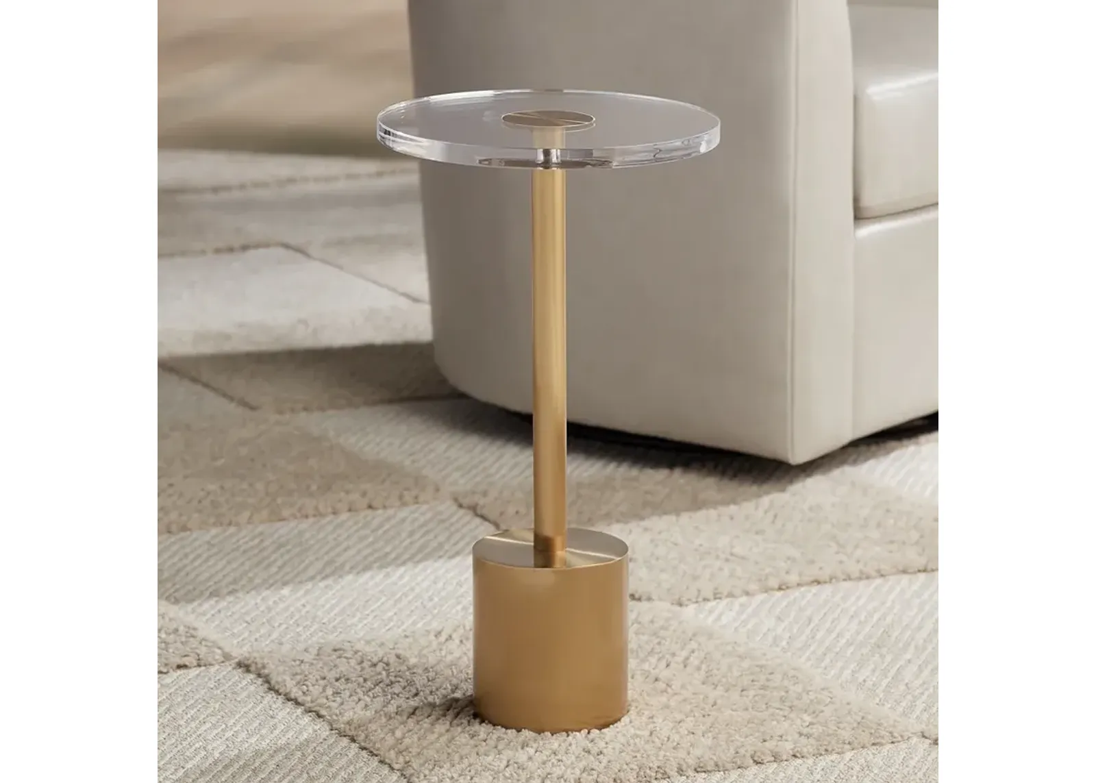 Melanie 20 3/4" High Brushed Gold Round Side Table