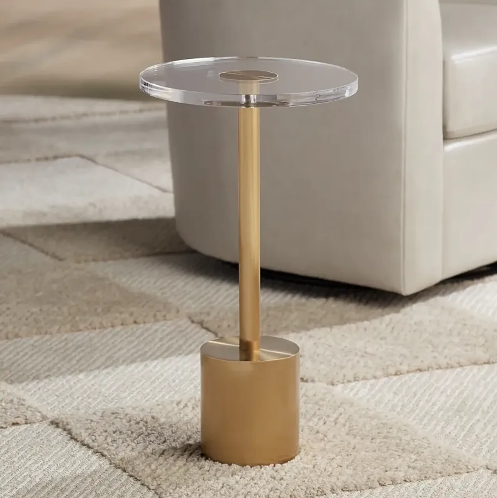 Melanie 11 3/4" Wide Brushed Gold Round Side Table