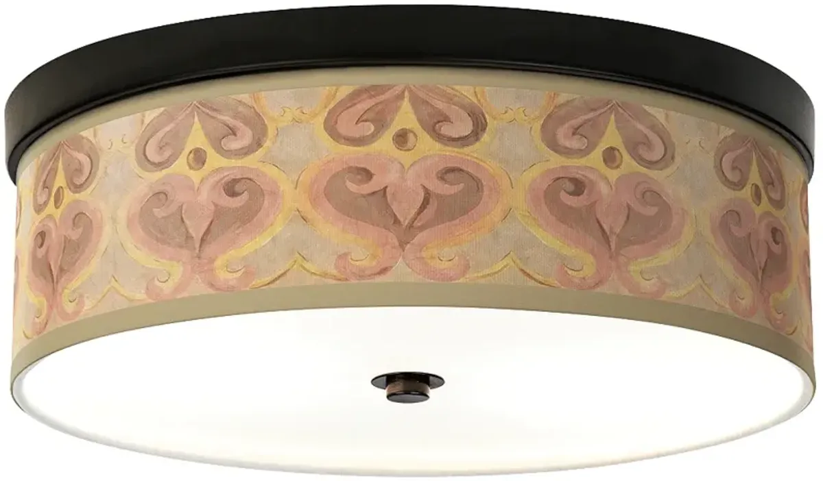 Giclee Gallery Aurelia Heart Pattern 14" Wide Bronze LED Ceiling Light