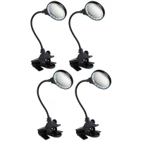 Deco Black LED Gooseneck Magnifier Clip Lights Set of 4