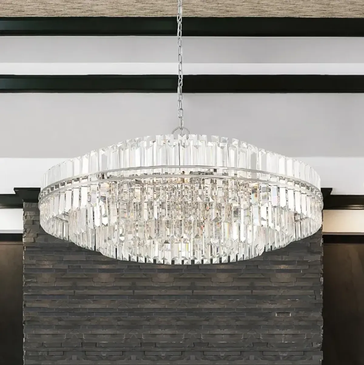 Hayes 40 1/2" Wide Polished Nickel and Crystal Chandelier
