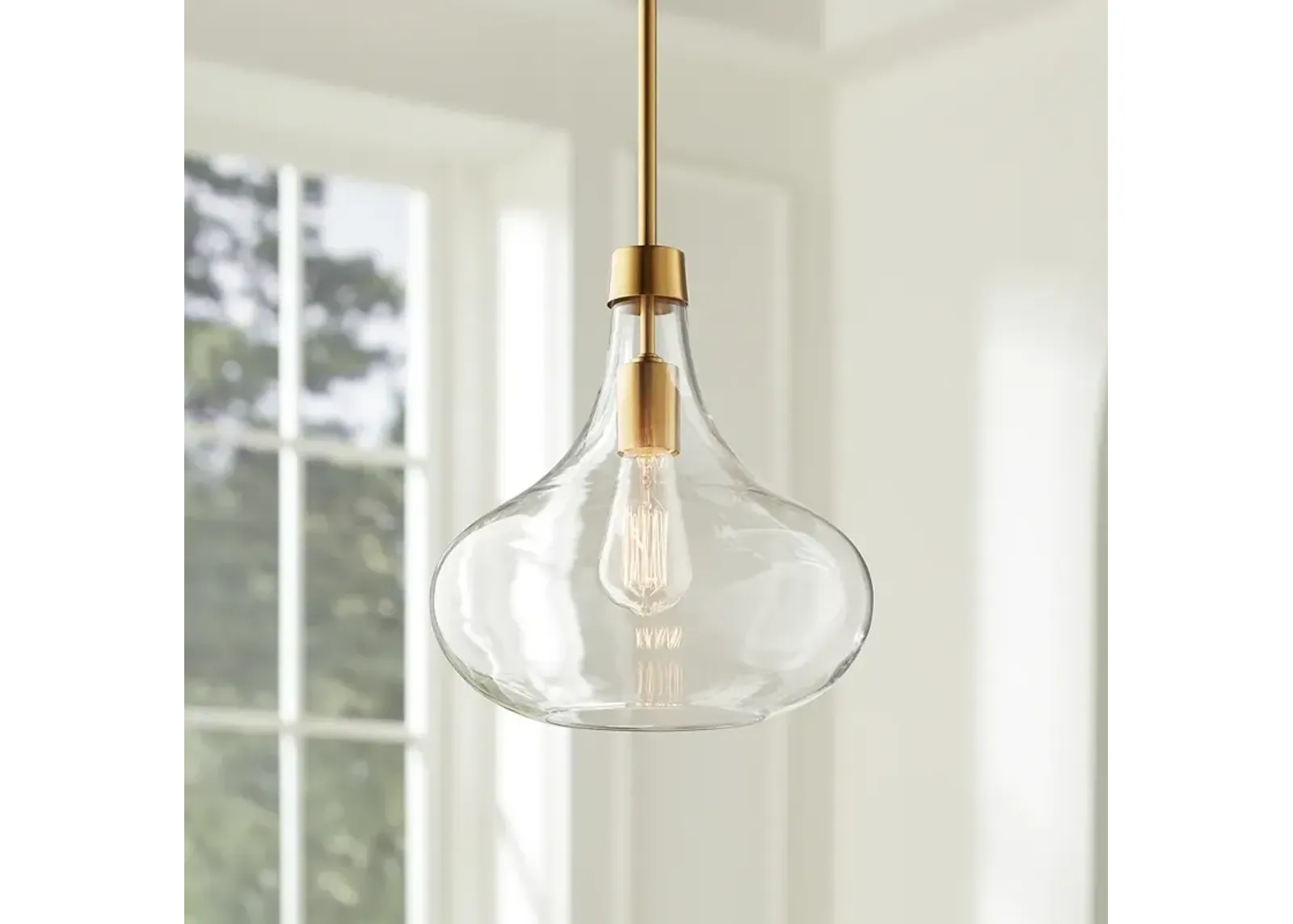 Possini Euro Asni 11" Wide Antique Gold and Glass Modern Mini Pendant