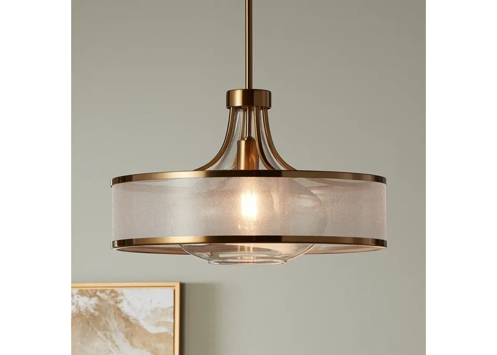 Possini Euro Layne 19" Wide Warm Antique Brass Pendant Light