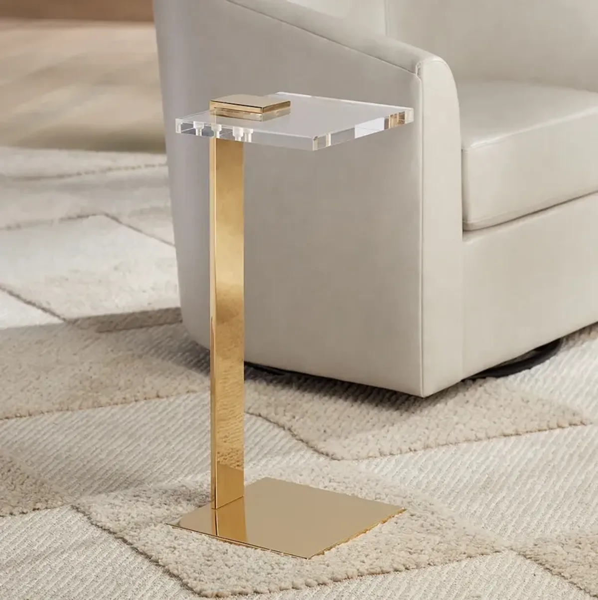 Marten 24" High Shining Gold Square Side Table