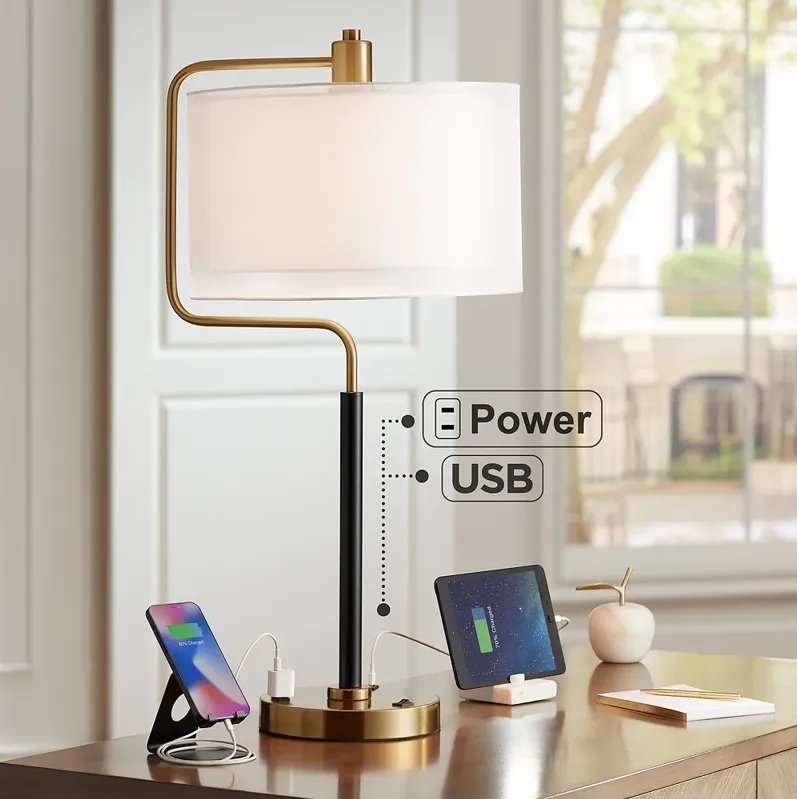 Possini Euro Carlyle 30 1/2" High USB and Outlet Modern Desk Lamp