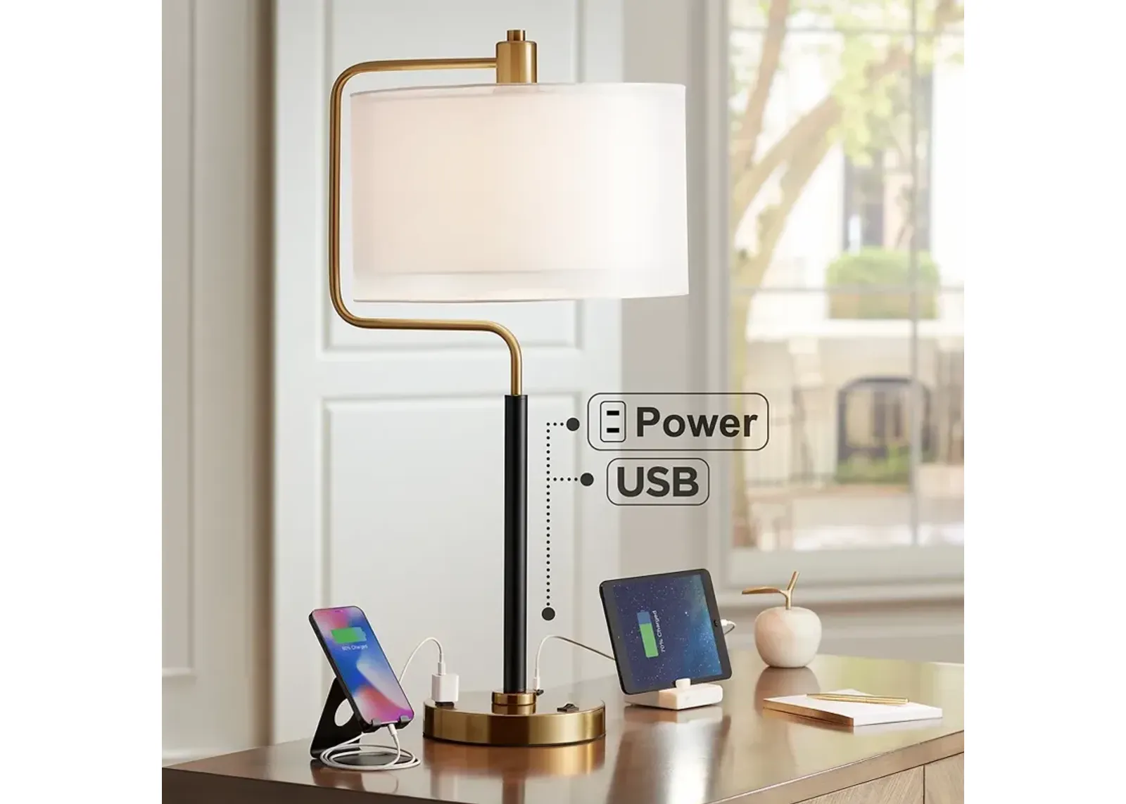 Possini Euro Carlyle 30 1/2" High USB and Outlet Modern Desk Lamp