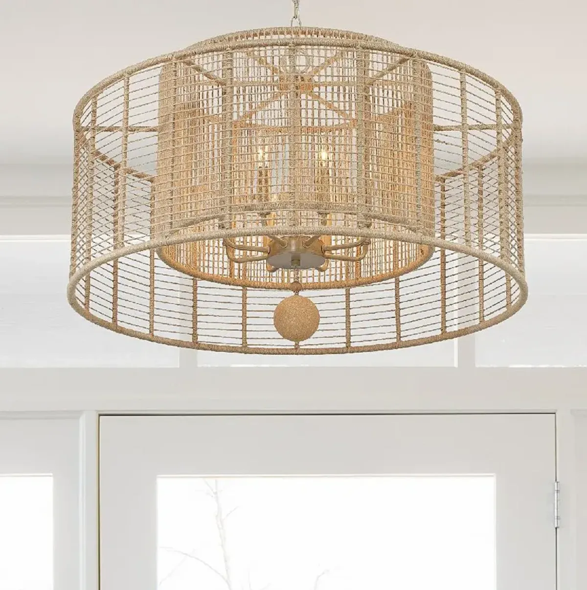 Crystorama Jayna 31 1/4" 8-Light Natural Jute Double Drum Chandelier