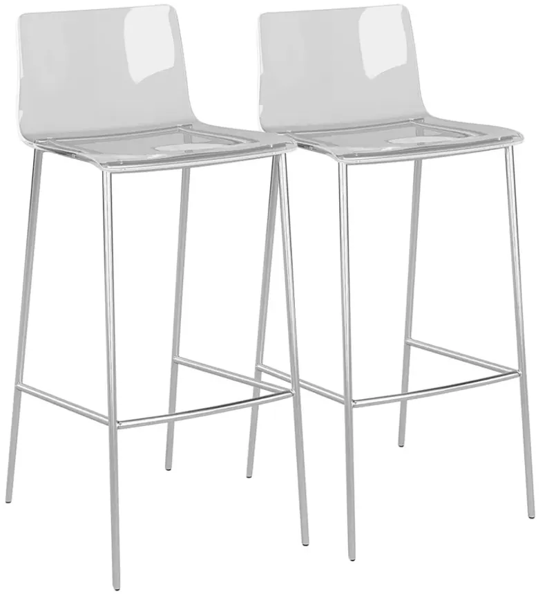 Cilla 29 3/4"H Clear Acrylic Brushed Nickel Barstools Set of 2