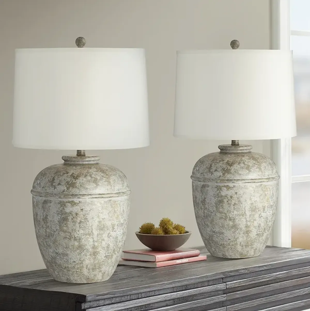 John Timberland Otero 27" Mottled Faux Stone Rustic Lamps Set of 2