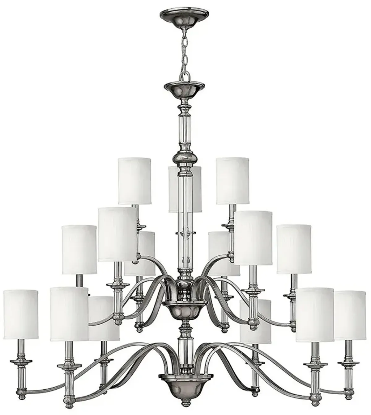 Sussex 47" Wide Brushed Nickel 15-Light 3-Tier Chandelier