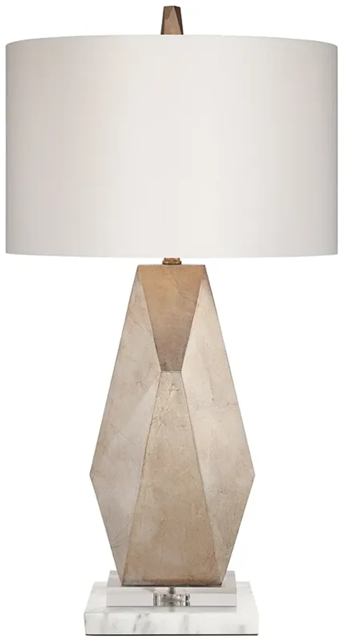 Possini Euro Champagne Gold Modern Table Lamp with White Marble Riser