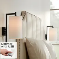 Bixby Modern Plug-In Wall Lamps Set of 2 with USB Dimmers
