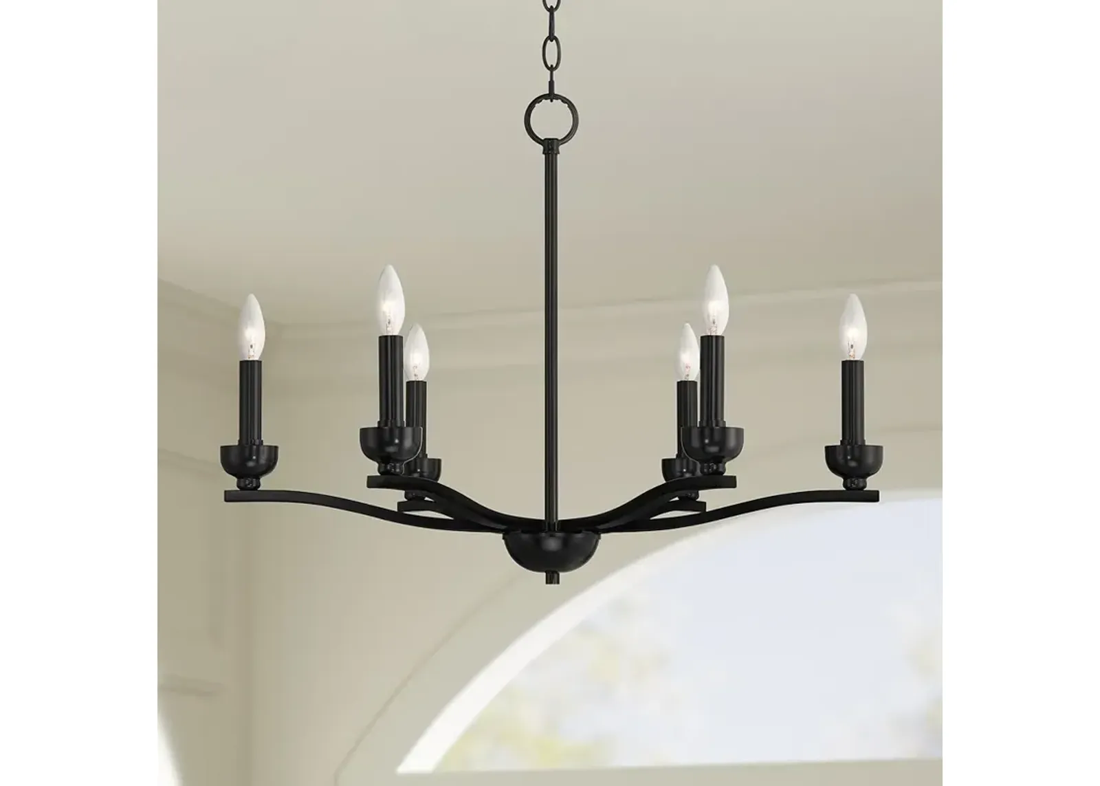 Franklin Iron Norwell 27 1/2" Semi Gloss Black 6-Light Chandelier