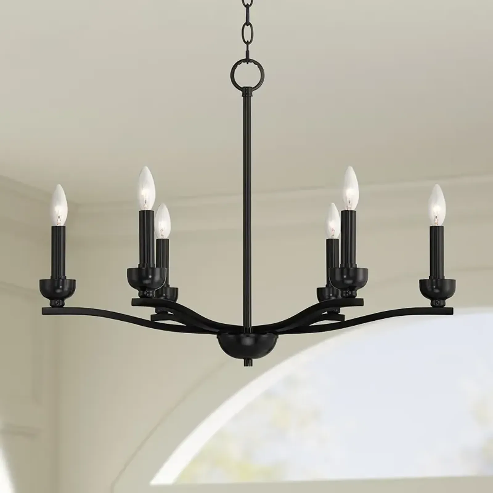 Franklin Iron Norwell 27 1/2" Semi Gloss Black 6-Light Chandelier