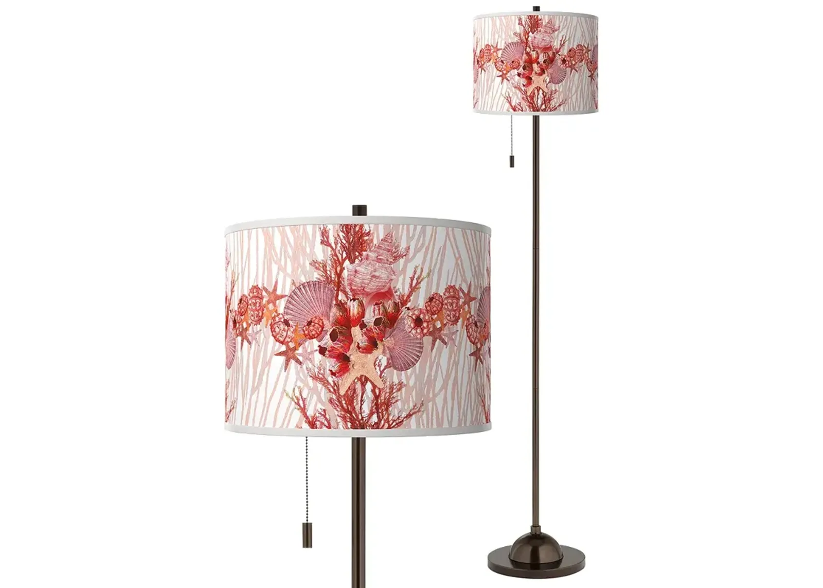 Giclee Glow Corallium Pattern Shade 62" High Bronze Club Floor Lamp