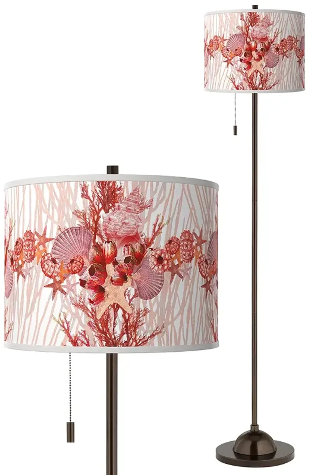 Giclee Glow Corallium Pattern Shade 62" High Bronze Club Floor Lamp