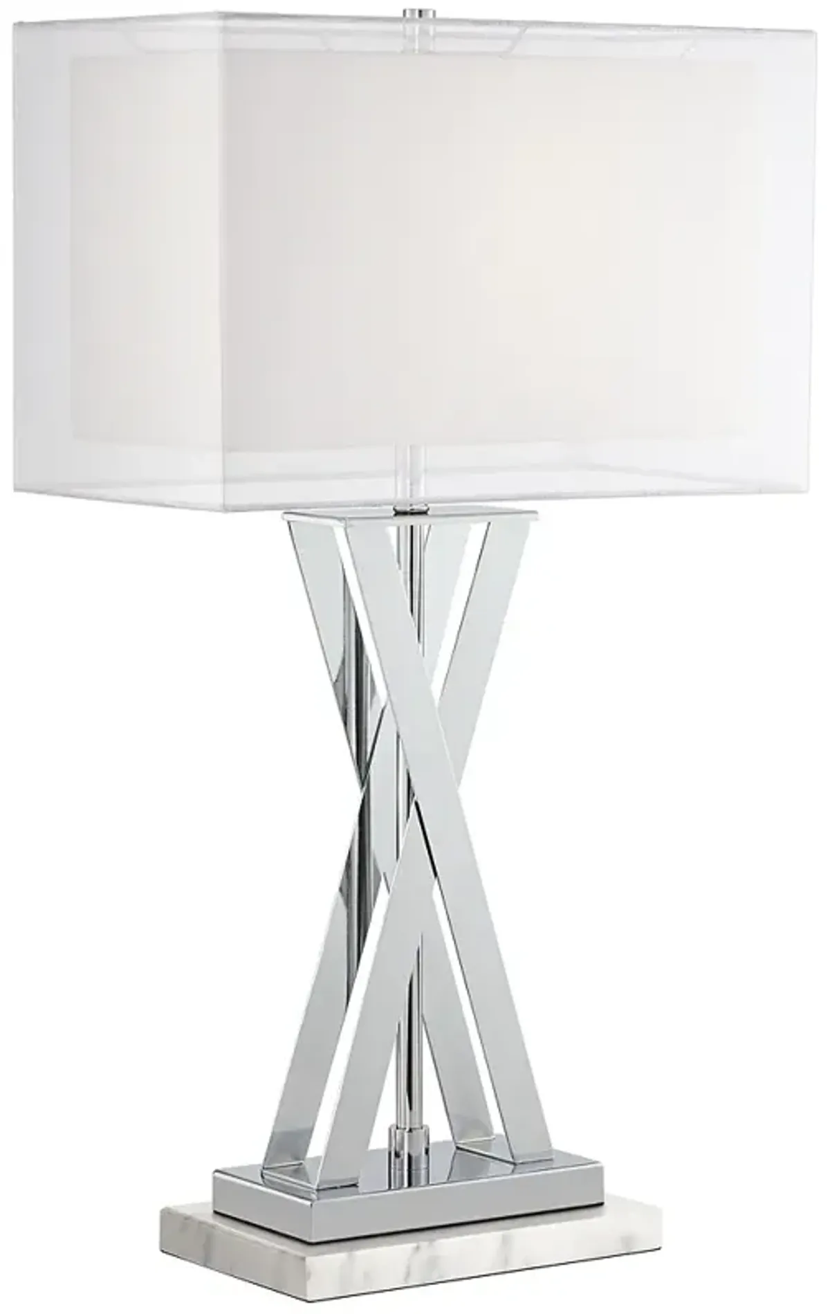 Possini Euro Proxima 28" Chrome Table Lamp with White Marble Riser