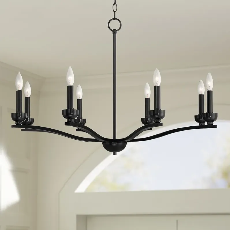 Franklin Iron Works Norwell 35 3/4" Gloss Black 8-Light Chandelier