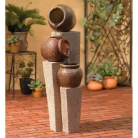 Three Urn and Pillar Cascade35 1/2"H Outdoor/Indoor Fountain