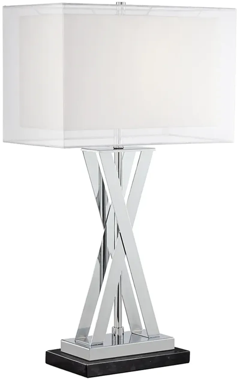 Possini Euro Proxima 28" Chrome Table Lamp with Black Marble Riser