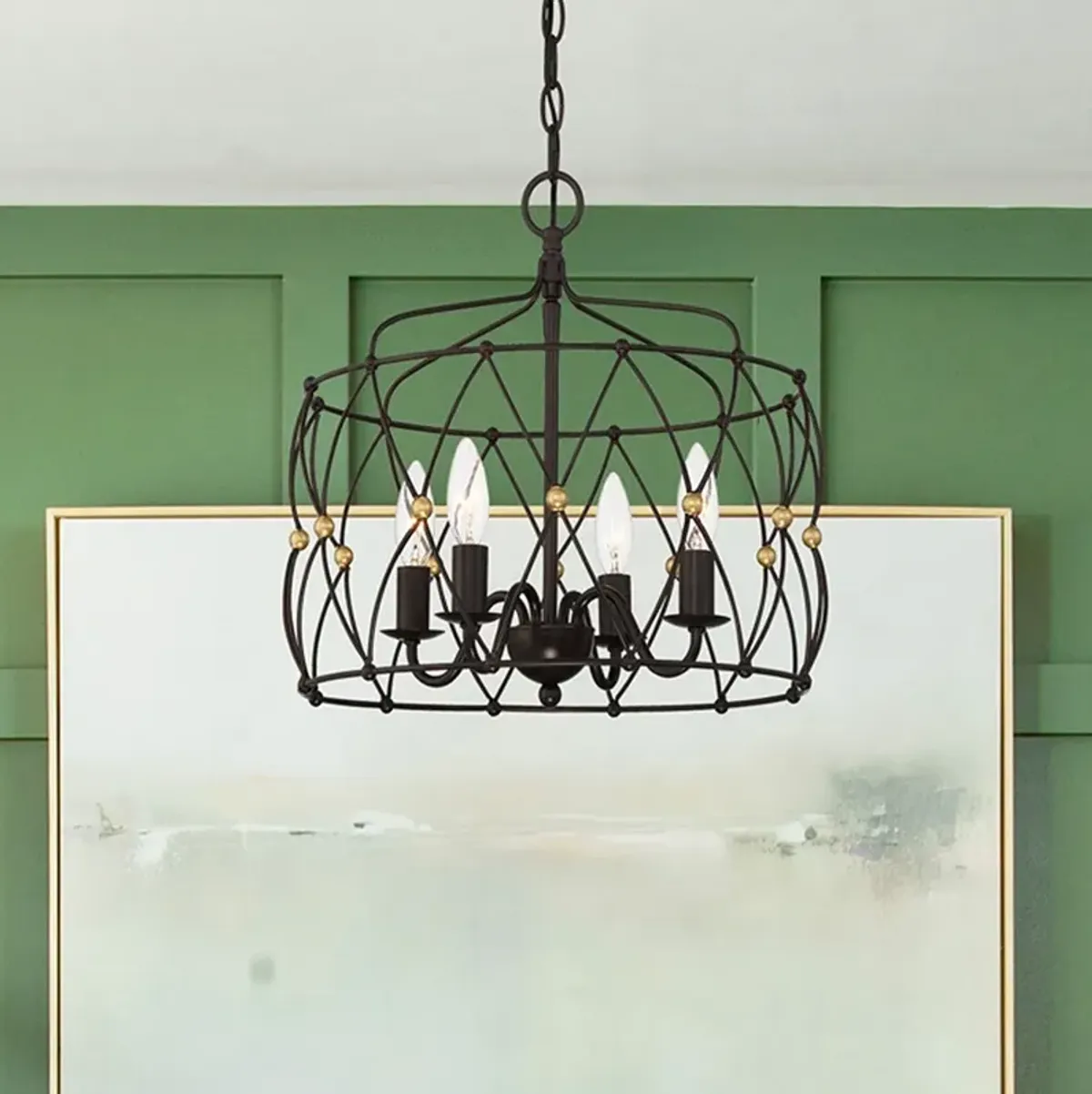 Zucca 4 Light English Bronze &#38; Antique Gold Lantern