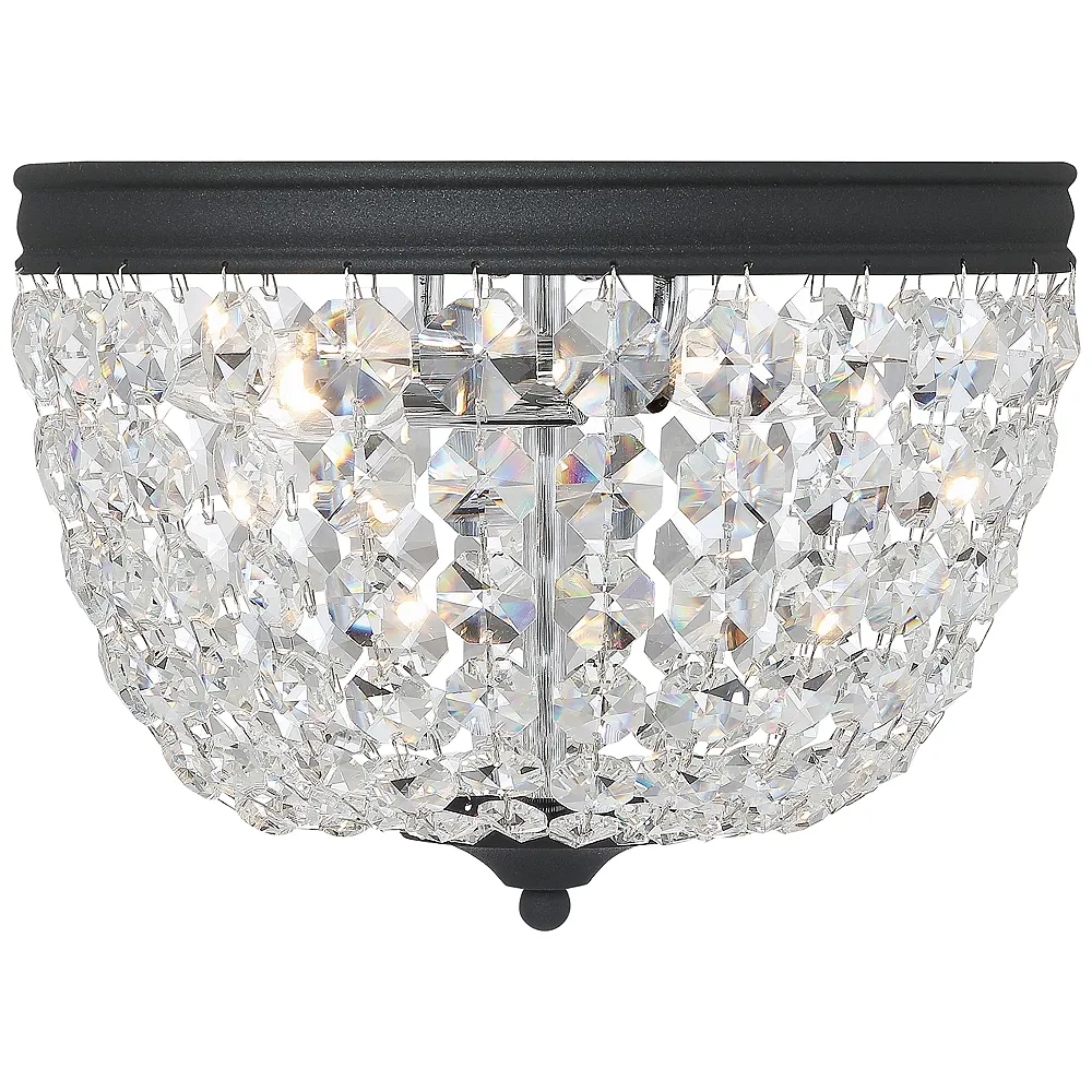 Crystorama Nola 11.5" Wide Black and Crystal Glass Ceiling Light