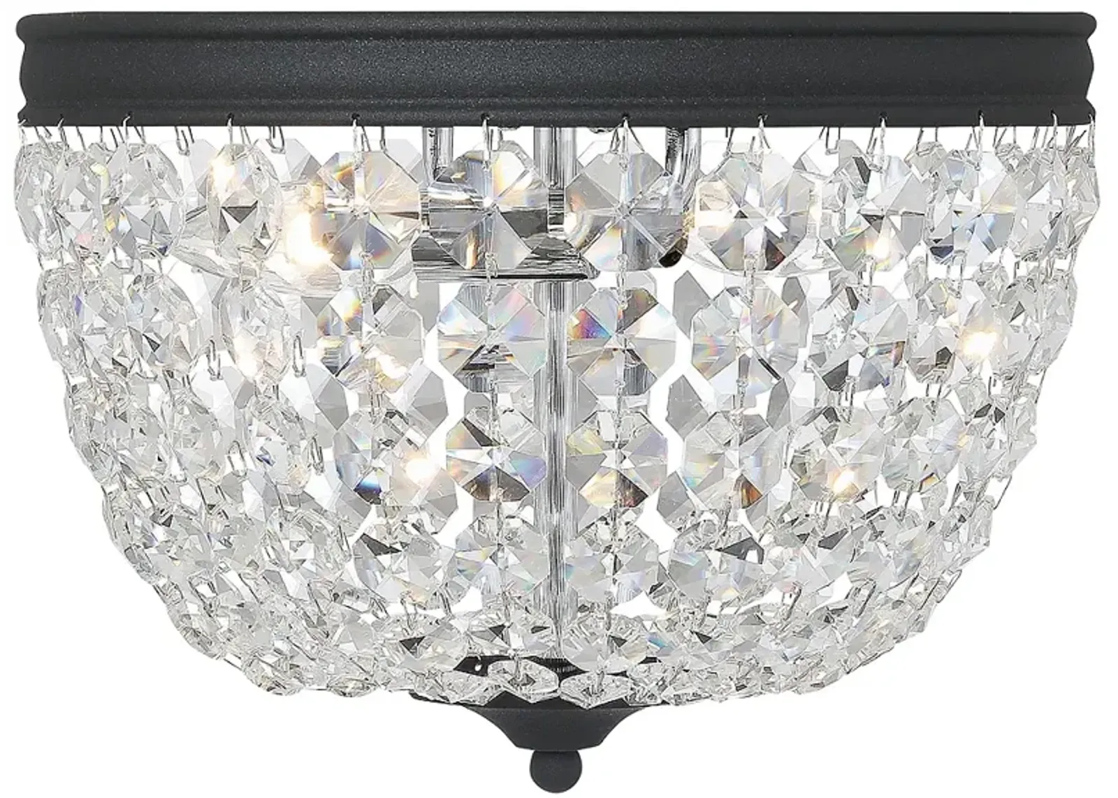 Crystorama Nola 11.5" Wide Black and Crystal Glass Ceiling Light