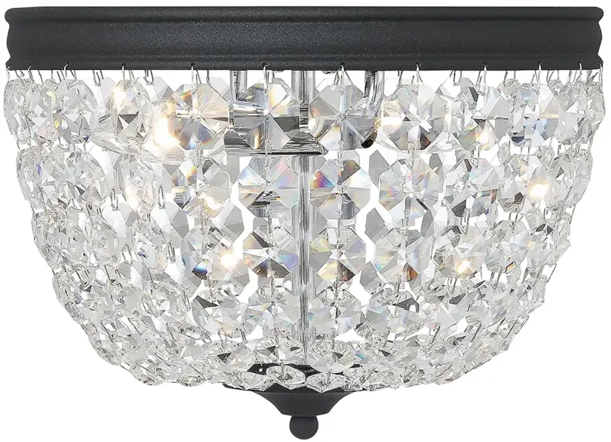 Crystorama Nola 11.5" Wide Black and Crystal Glass Ceiling Light