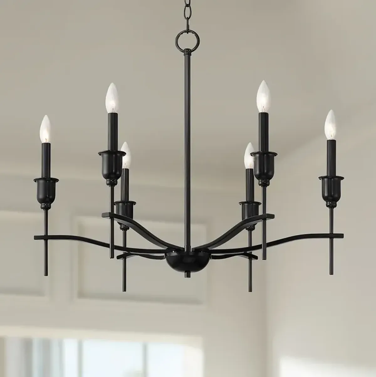 Austin 28 1/2" Wide Semi Gloss Black 6-Light Chandelier