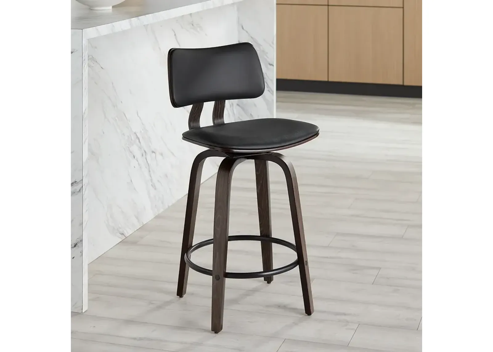 Luke 25 3/4" High Black Faux Leather Counter Stool