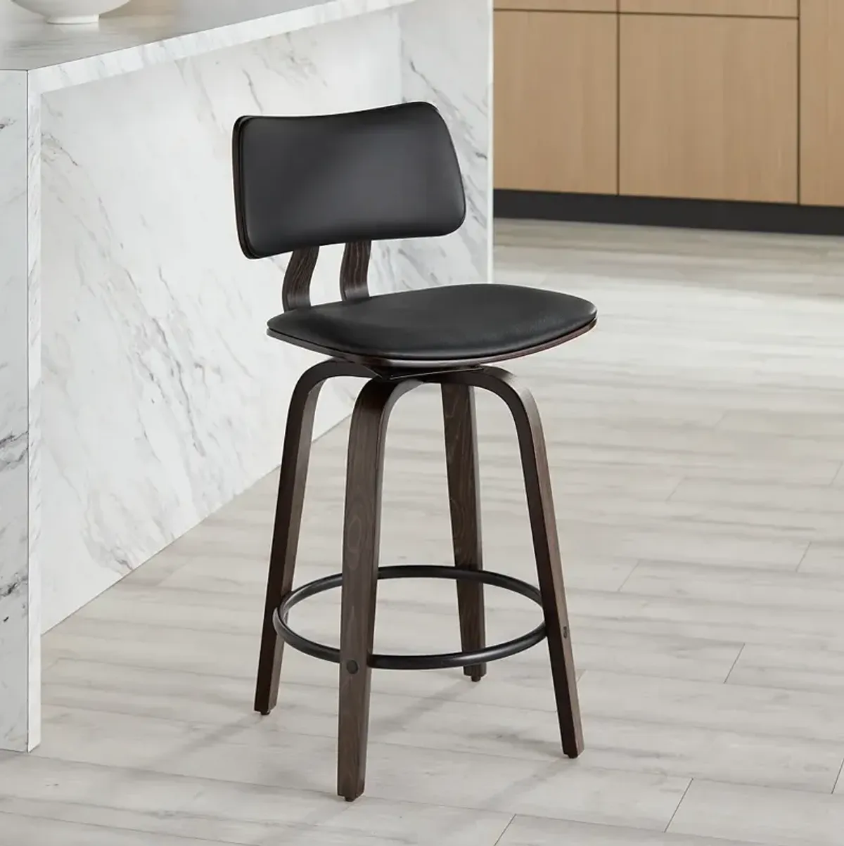 Luke 25 3/4" High Black Faux Leather Counter Stool