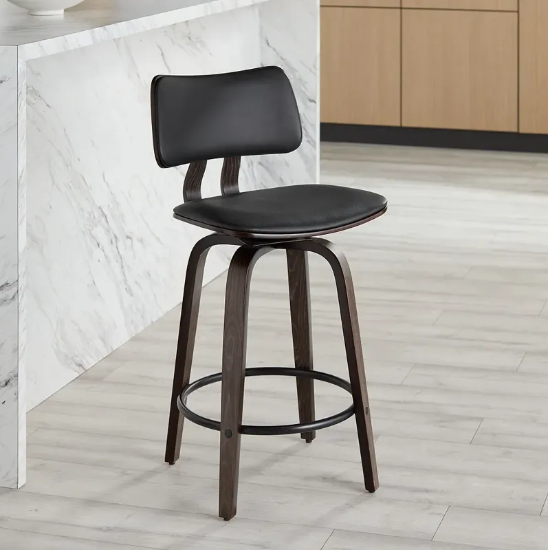 Luke 25 3/4" High Black Faux Leather Counter Stool