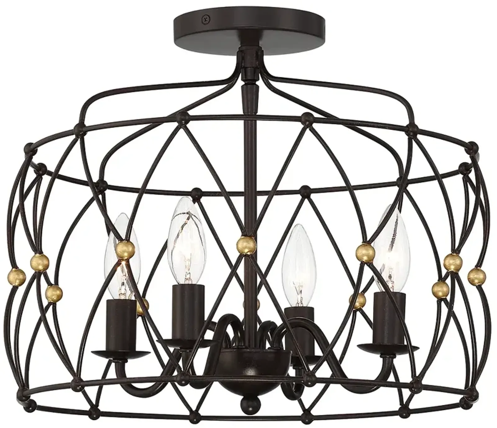 Zucca 4 Light English Bronze &#38; Antique Gold Ceiling Mount